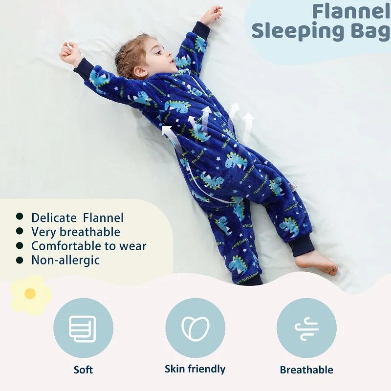 MICHLEY Sac de couchage en flanelle pour enfants, bébé, sac de couchage pour enfant, manches longues