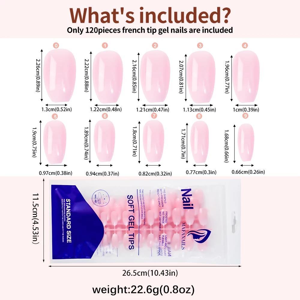 120 pièces rose Ombre moyen cercueil presse sur ongles brillant à la main acrylique faux ongles cons