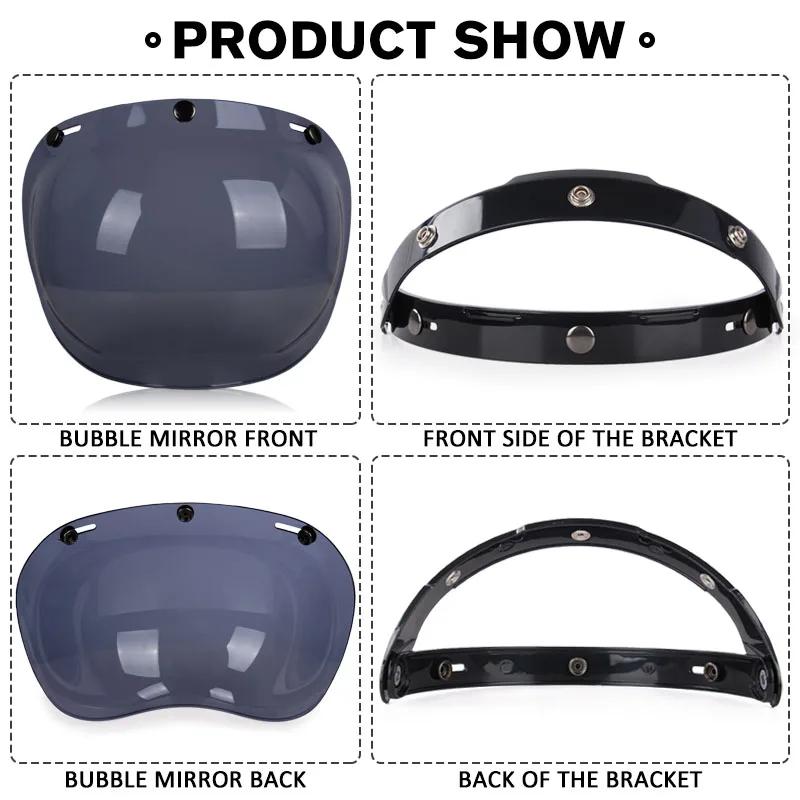 Visière de casque ouverte casques de moto visières à bulles rabattables visière de moto lentille de 