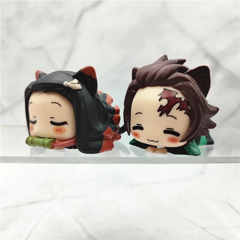 Figurines de sommeil de chat Demon Slayer, Kamado Tanjirou Kanroji Mitsuri, jouets Tokitou Muichirou
