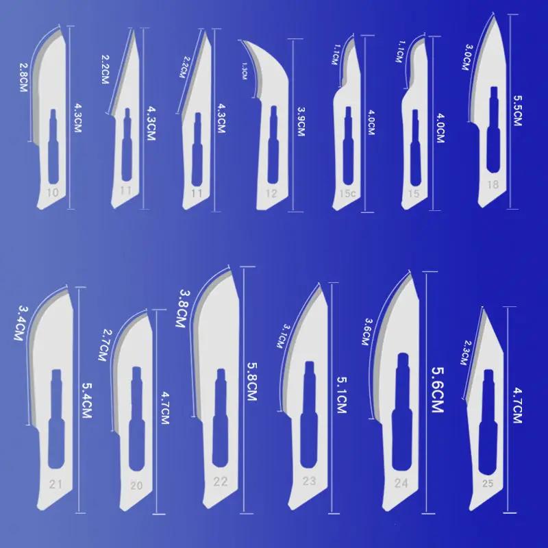 Lames chirurgicales stériles en acier au carbone, couteau de Scalpel pour bricolage, réparation de t