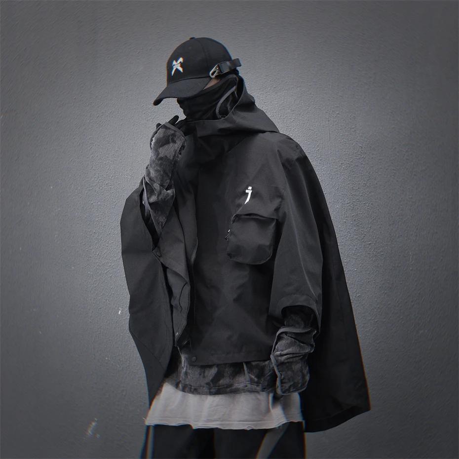 Techwear-Veste à Capuche Fonctionnelle pour Homme, Coupe-Vent Vintage, Streetwear, Hip Hop, Harajuku