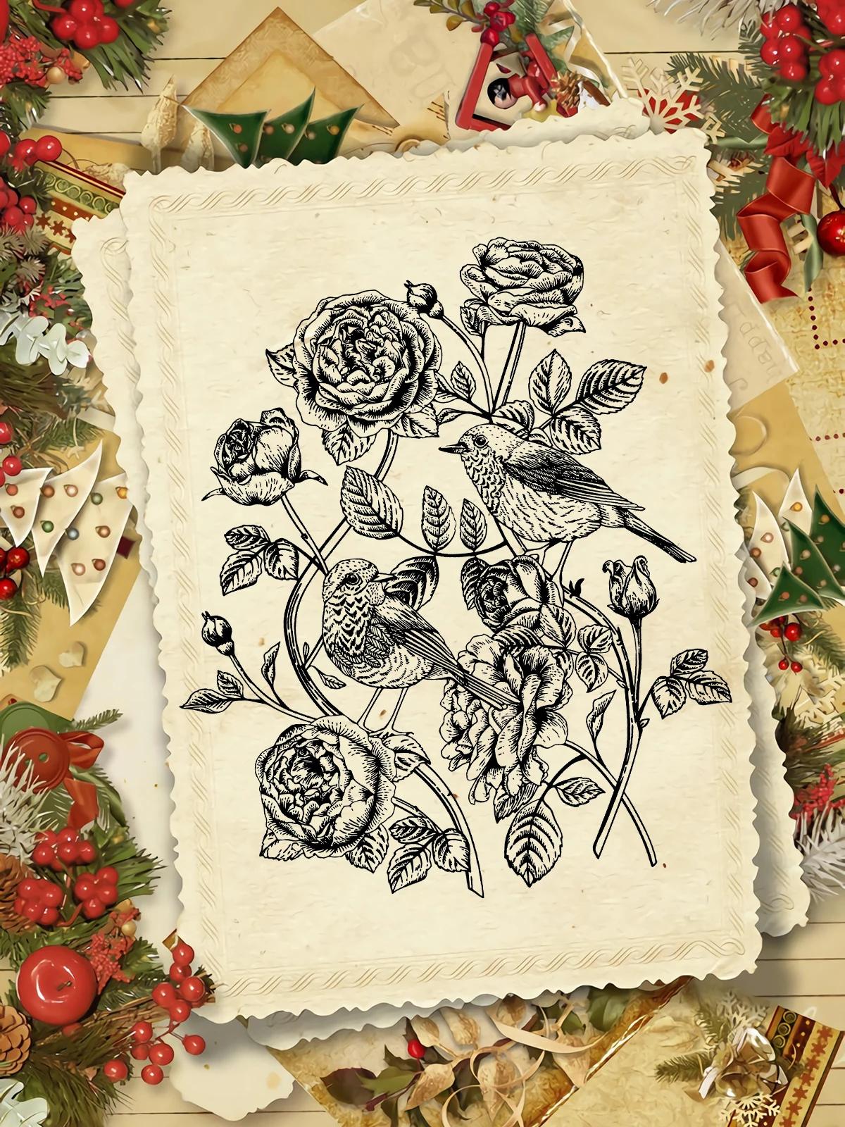 AZXenon-Tampons Transparents Oiseaux Vintage pour Bricolage, Scrapbooking, Carte en Papier, Album Ex
