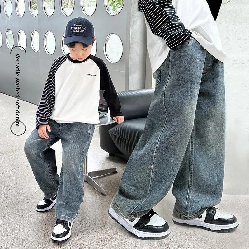 Jeans de printemps pour garçons, pantalon de mode pour enfants, nouveau pantalon droit d'automne, je