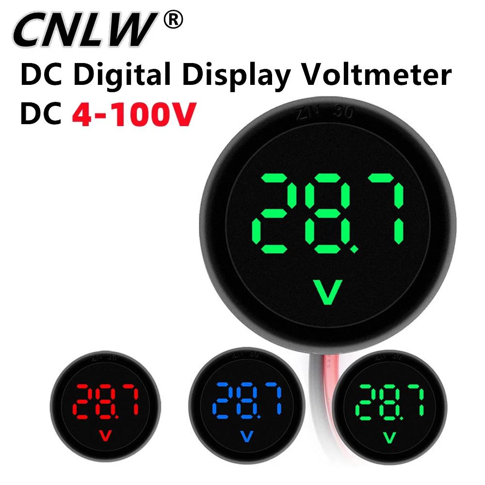 Voltmètre rond à deux fils, affichage numérique LED DC 4-100V, compteur de courant de tension de voi