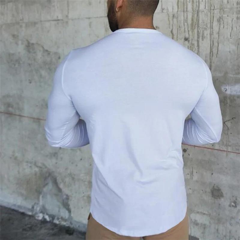 Automne Slim Fit Sport Fitness chemises de course hommes coton respirant à manches longues T-shirt G