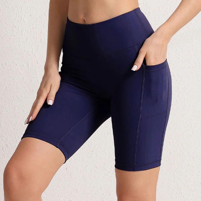 CHRLEISURE-Shorts de Yoga avec 3 Poches pour Femme, Collants de Fitness Sans Couture, artificiel ast