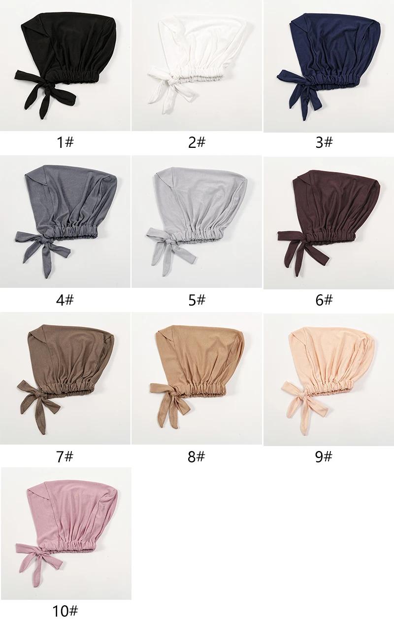Hijab intérieur croisé en coton pour femmes musulmanes, sous-écharpe, dos réglable, bande intérieure