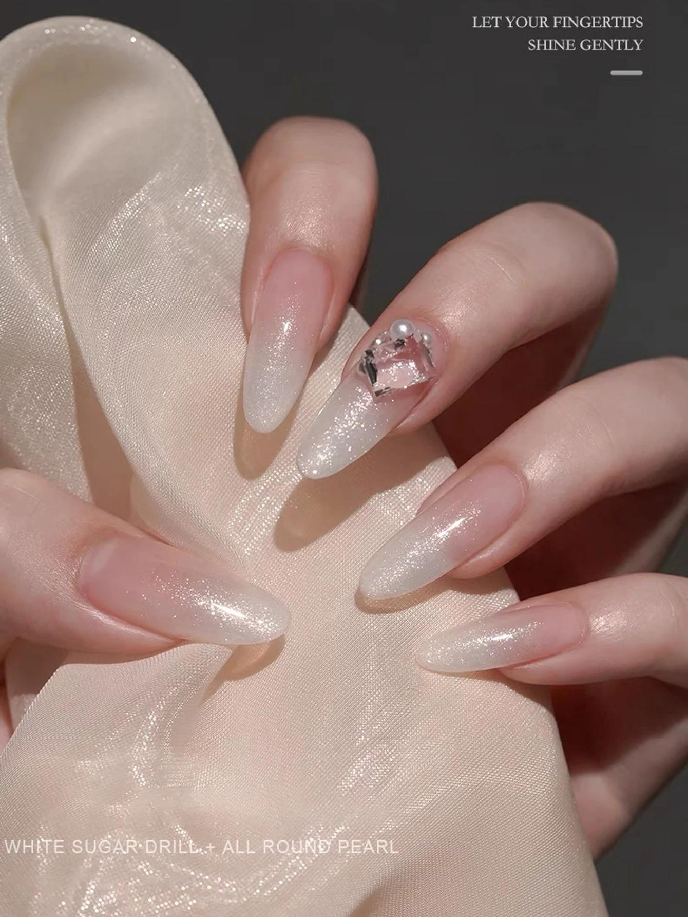 1-21 pièces WS style japonais scintillant blanc Gel vernis à ongles Fine scintillant rose paillettes
