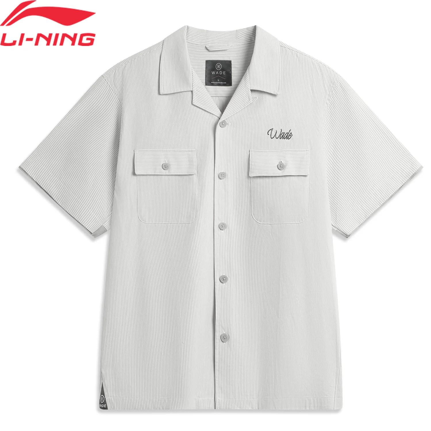 Li-ning chemise à rayures Wade pour hommes 100% coton coupe ample doublure à la mode loisirs manches