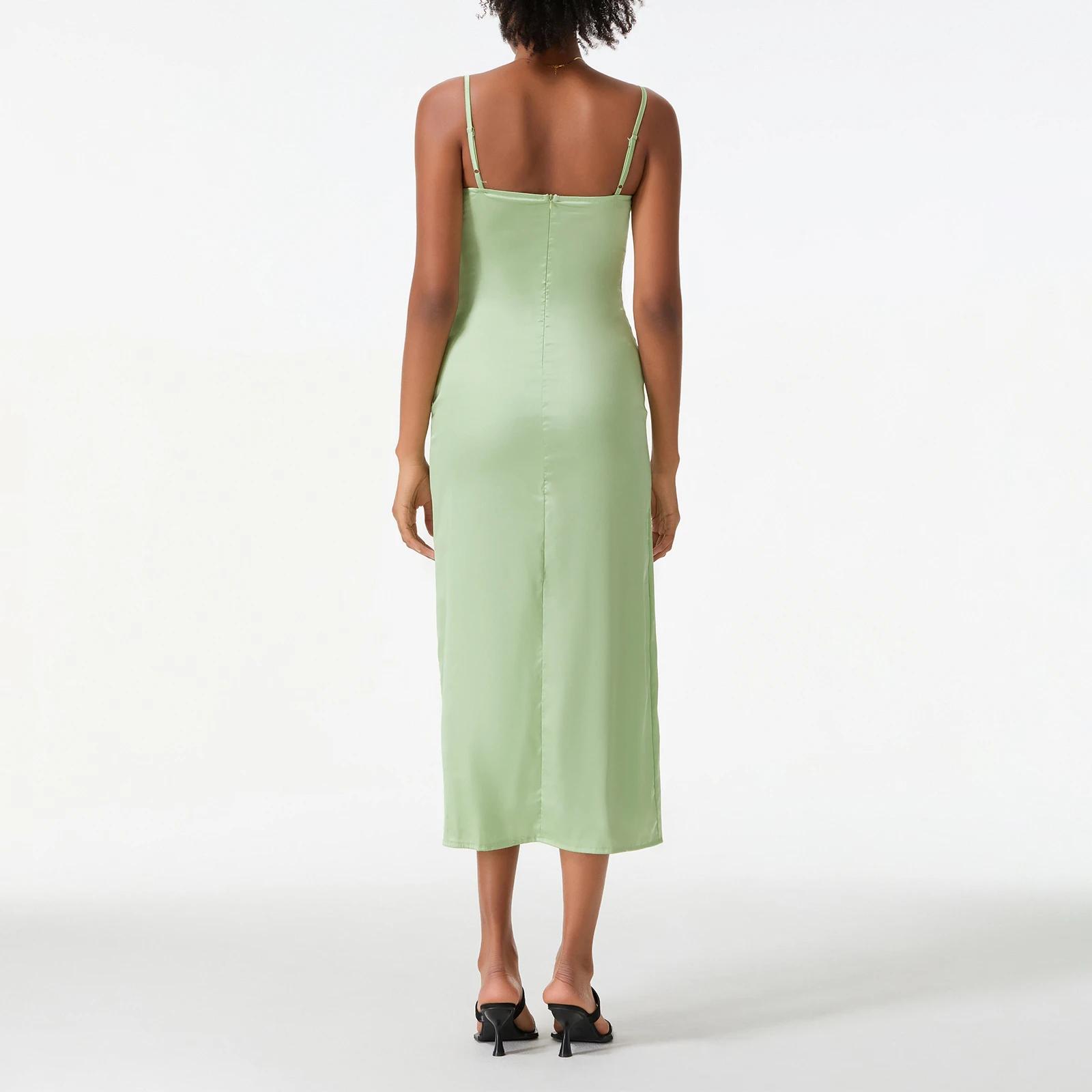 Robe de cocktail longue en satin pour femmes, broderie de fleurs, bretelles spaghetti, robe moulante