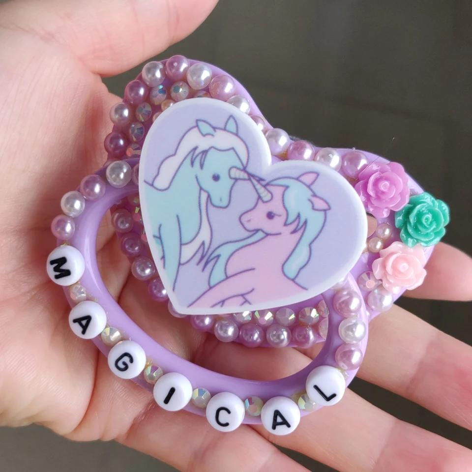 Sucette en silicone pour adulte, motif licorne violette, 100% faite à la main, taille adulte, abdl D