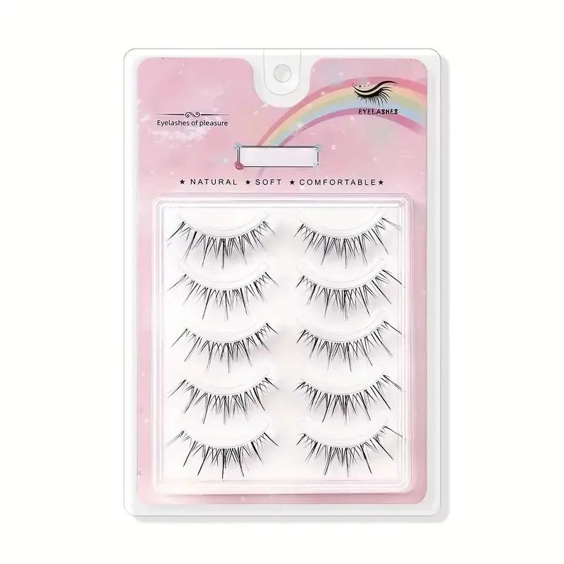 5 paires d'extensions de cils ondulées à tige transparente - réutilisables, faciles à appliquer, d'a