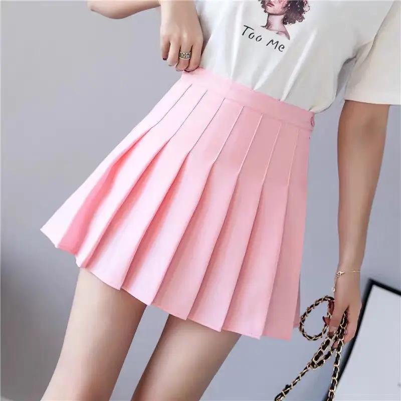 Mini jupes pour femmes de printemps et d'été, jupes plissées pour filles, jupes courtes roses mignon