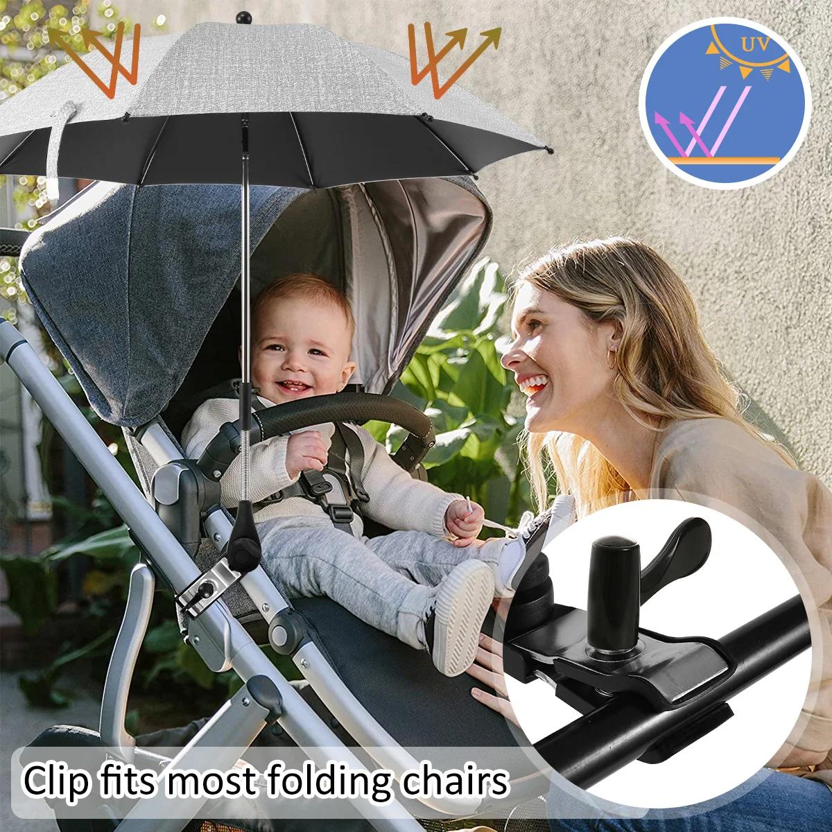 Parapluie universel pour poussette de bébé, protection contre les UV, le soleil et la pluie, parasol
