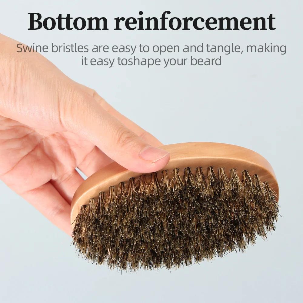 Brosse à cheveux pour hommes en poils de sanglier pour barbe naturelle, brosse à barbe, peigne à ras