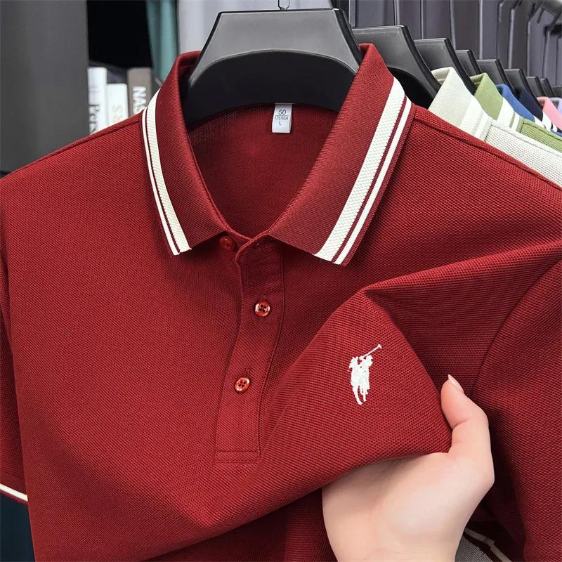 100% coton marque de luxe manches courtes polo shirt hommes nouveau classique pony broderie été T-sh