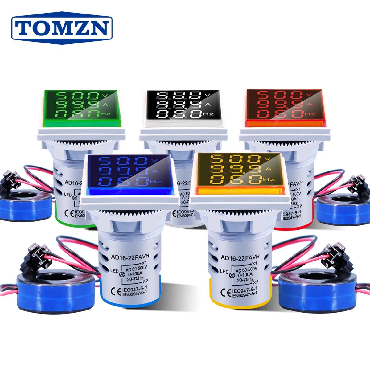 Voltmètre numérique LED AC 60-500V 1-100A, ampèremètre, fréquencemètre HZ, voyants lumineux, testeur