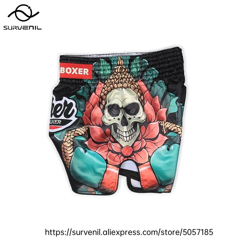 Short Muay Thai MMA - Short combat sublimé crâne respirant séchage rapide pour hommes femmes