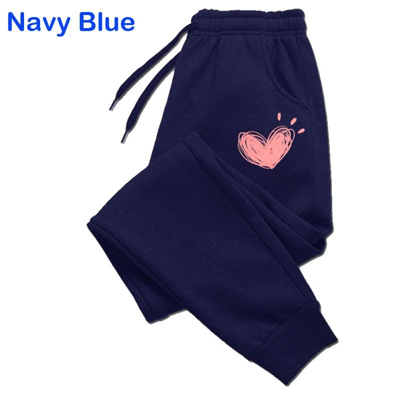 Femmes mignon coeur imprimé pantalons de survêtement automne hiver coton pantalons longs survêtement