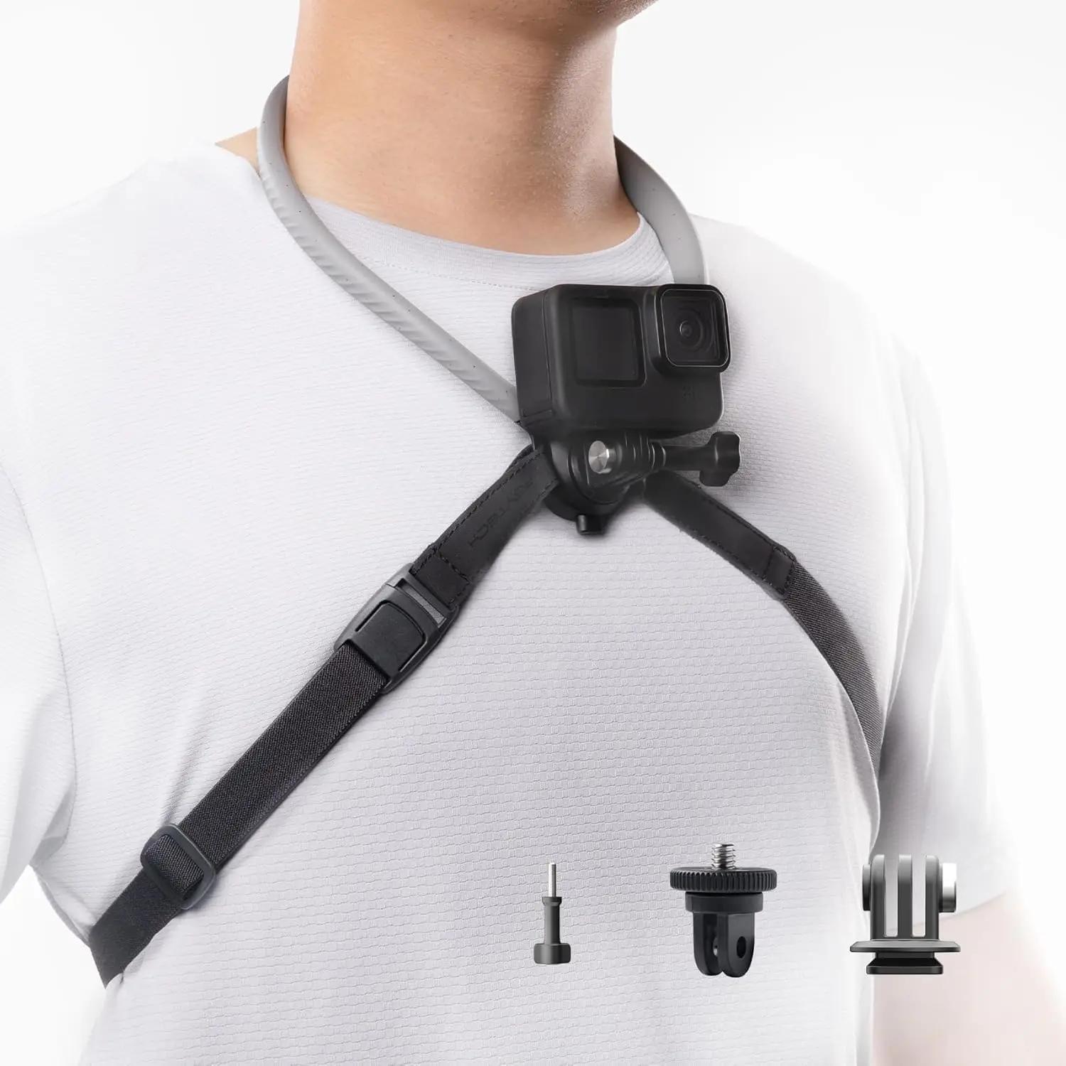 IcalYTECH-Caplock Neck Hold Mount, Chest Mount pour GoPro 12, 11/10, Insta360, DJI Osmo Action, Sili