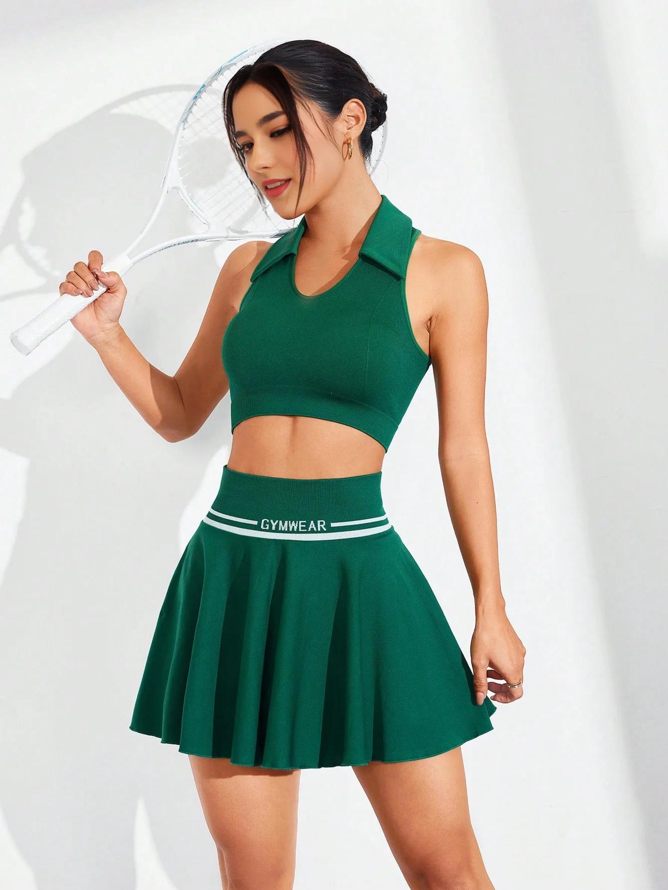 Jupe plissée taille haute, jupe de sport légère, pantalon pour femmes, demi-jupe de couleur unie ave