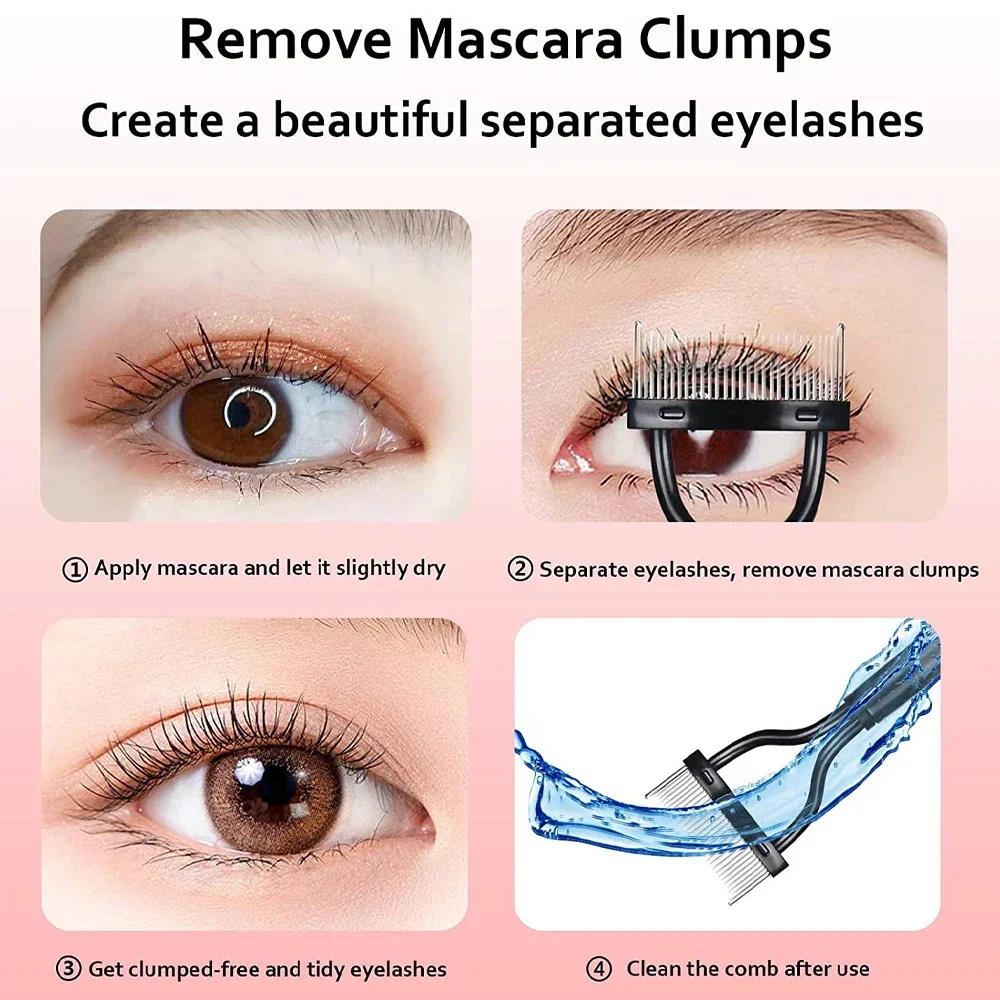 Séparateur de cils pliant 2 en 1, dents métalliques droites, recourbe-cils, brosse, peigne, Mascara,