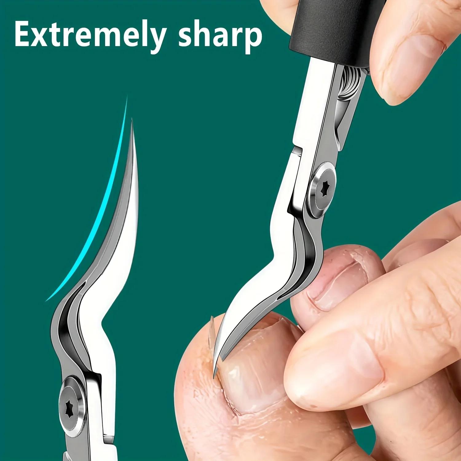 Coupe-ongles professionnel en acier robuste avec lame dentelée – Pour ongles épais et incarnés, tond