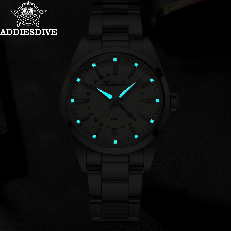 ADDIESDIVE 36mm montre analogique pour hommes GMT 515-24H montre BGW9 lumineux 100m étanche en acier