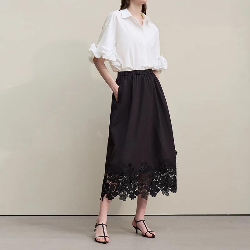 Chemisier Amii en coton pour femme, nouvelle collection été 2026, col à revers, épaules tombantes, c