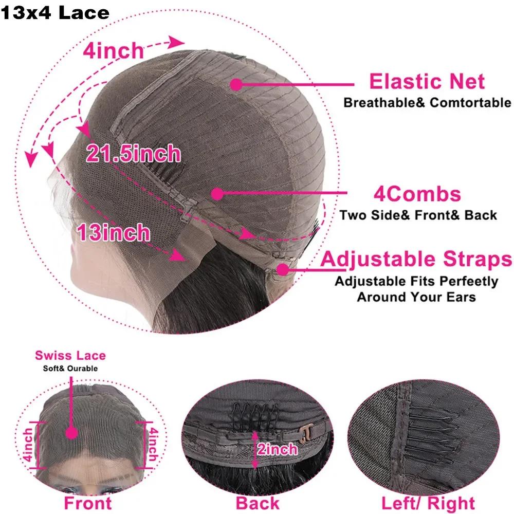 Perruque Lace Wig naturelle brésilienne, cheveux lisses, 13x4, pre-plucked, pour femmes africaines,