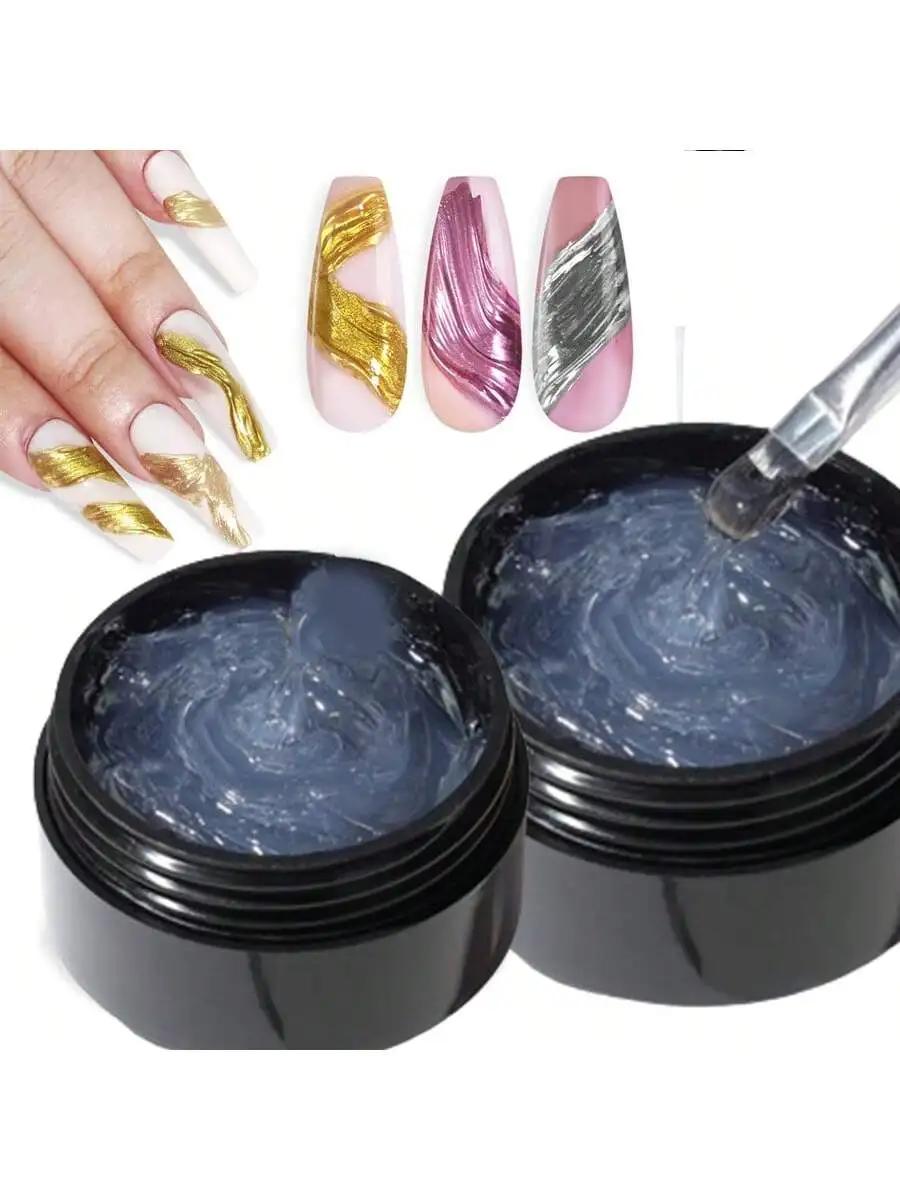5ml 3D clair ongles Gel et Nail Art miroir poudre créer métallique tridimensionnel nail art 3D peint