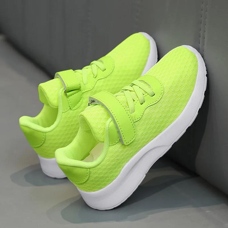 Baskets enfants mode verte pas cher 2023 - Chaussures sport plein air légères garçon fille 28-39