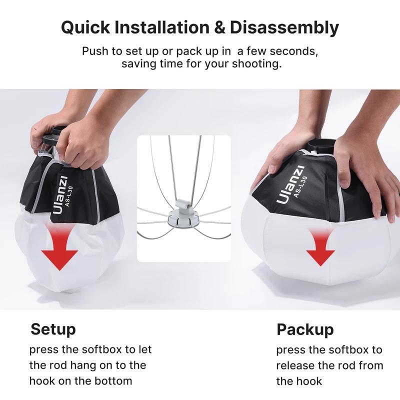U U U ​ Lanzi 30 cm Mini Bowens Mount Globe Lanterne Softbox Installation Rapide Softbox Professionn