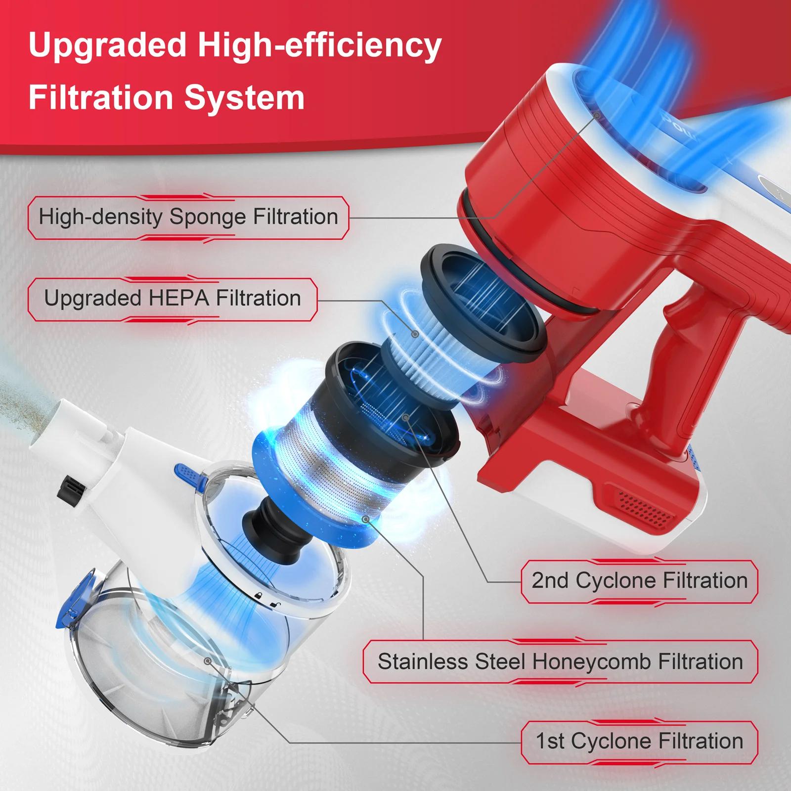 POWEART-aspirateur sans fil V80 26KP, puissant appareil d'aspiration