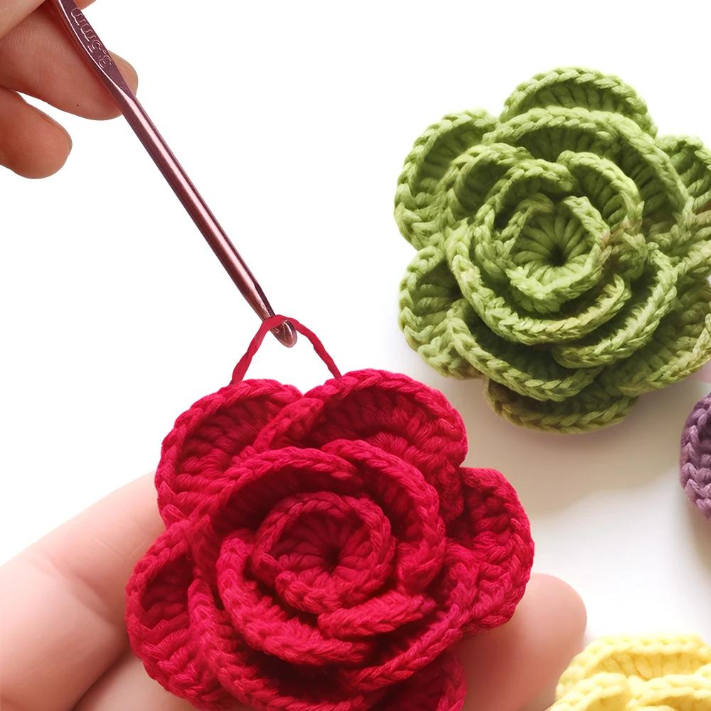 8 pièces poignée en métal Crochet aiguilles à tricoter en aluminium coloré tête unique Crochet fil à