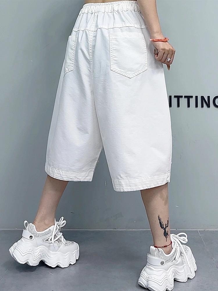 AmaxluluE été mode blanc Denim Shorts femmes ample Vintage jean dames décontracté Patchwork Pantalon