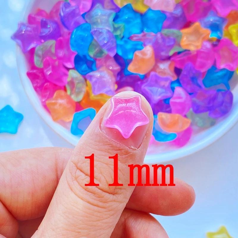 30 pièces nouveau mignon Mini 11mm étoiles brillantes résine Figurine artisanat Flatback Cabochon or