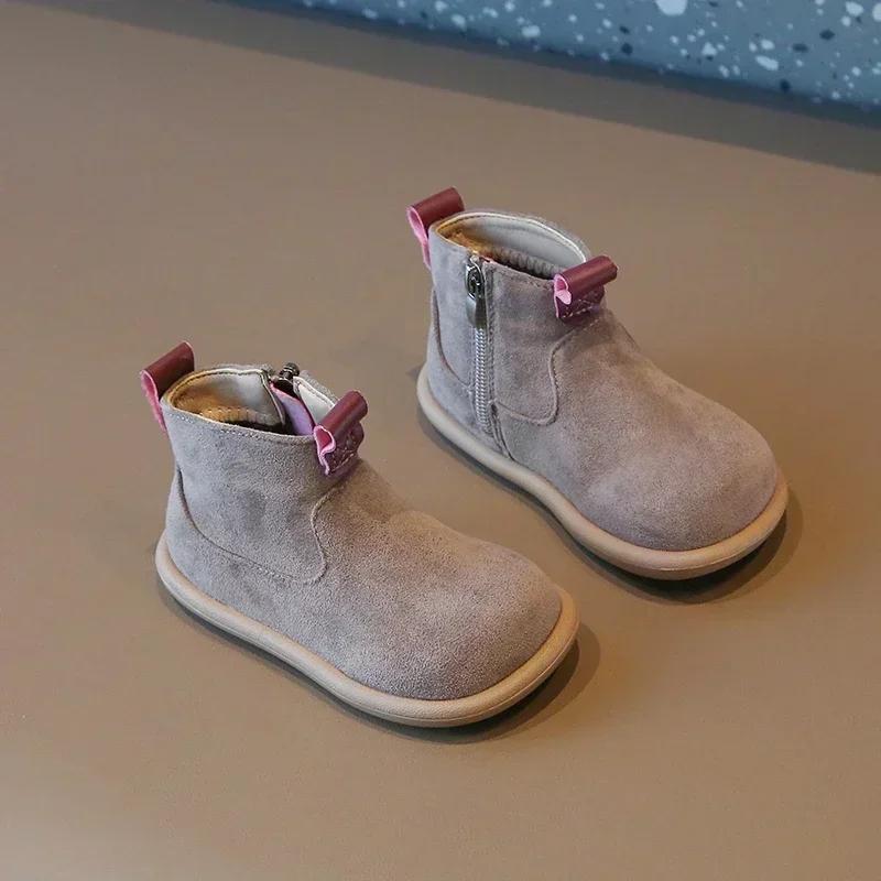 Automne hiver bébé garçons filles bottes Oxford daim enfants chaussures décontractées en plein air a