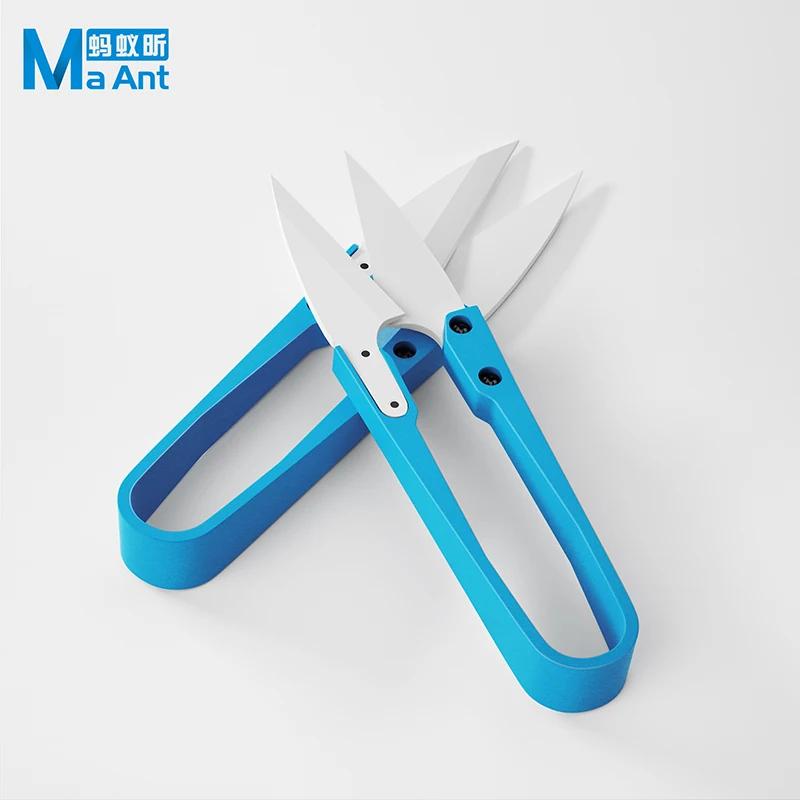 MaAnt couteau en céramique isolé bleu en forme de U, ciseaux de point de croix, ligne de poisson, sé
