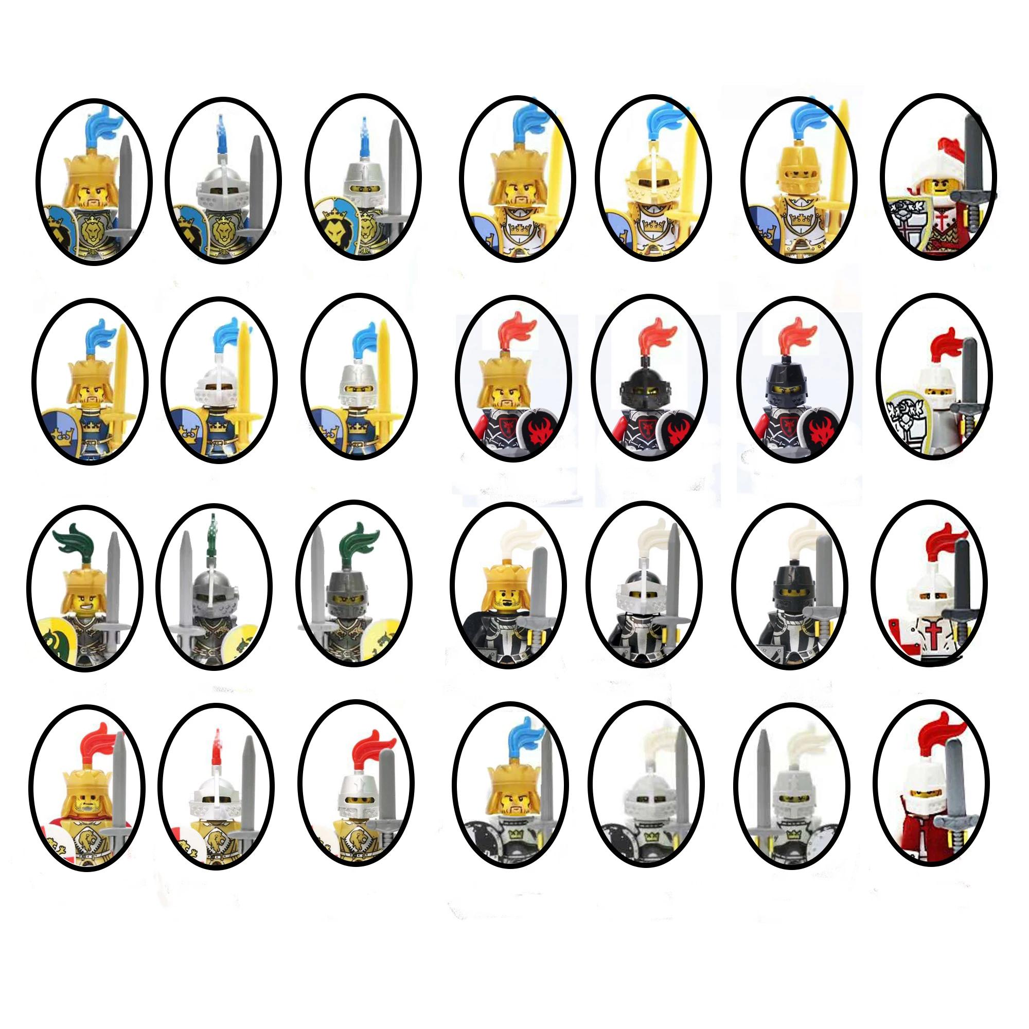 Ensembles de figurines de soldats romains, château médiéval, chevaliers militaires, blocs de constru