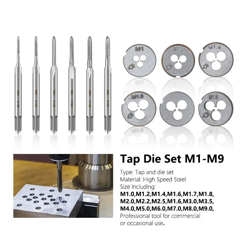 XCAN M1-M9 – jeu de tarauds et filières à filetage droitier, outil de filetage HSS, filetage à vis, 