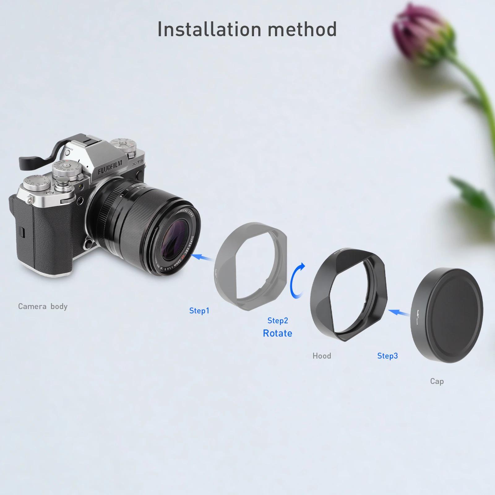 Haoge – pare-soleil carré en métal à baïonnette pour objectif Fujifilm XF33mm F1.4 R WR, pare-soleil