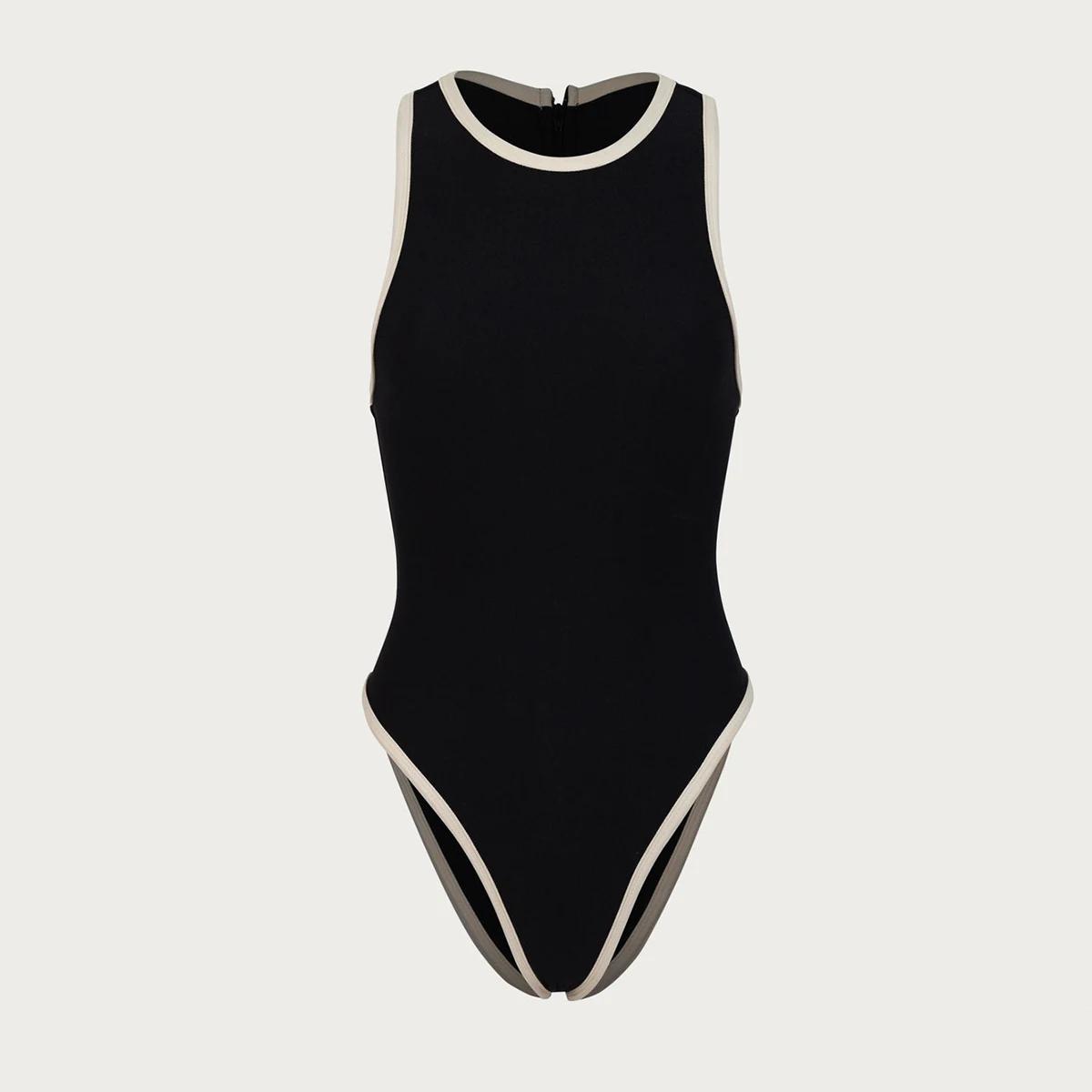 Maillot de bain une pièce sexy pour femme, monokini, col licou, tenue de plage, patchwork, 2024