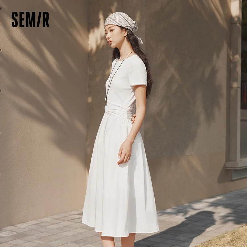 Robe plissée pour femme Semir 2026, col rond, taille cintrée, style urbain décontracté, douce et con