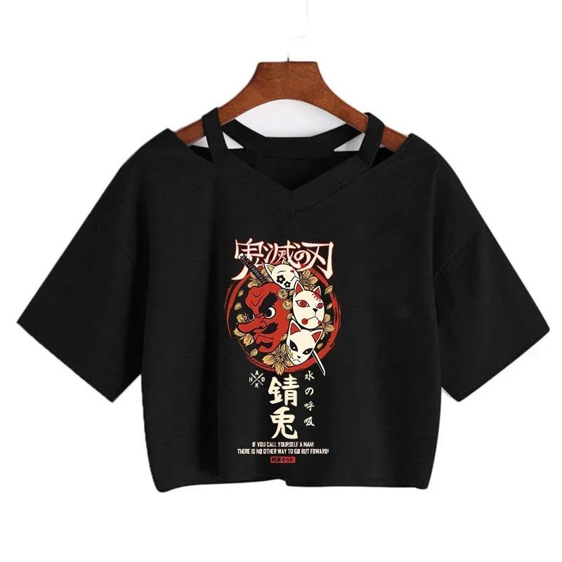 Démon Slayer T-shirt Nezuko T-shirt femmes Kimetsu No Yaiba haut court t-shirts japonais Anime Tanji