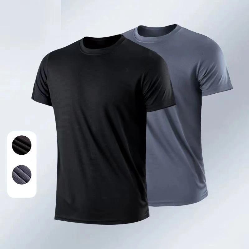 T-shirt de sport à col rond à séchage rapide pour homme, chemise de fitness, entraîneur de course, r