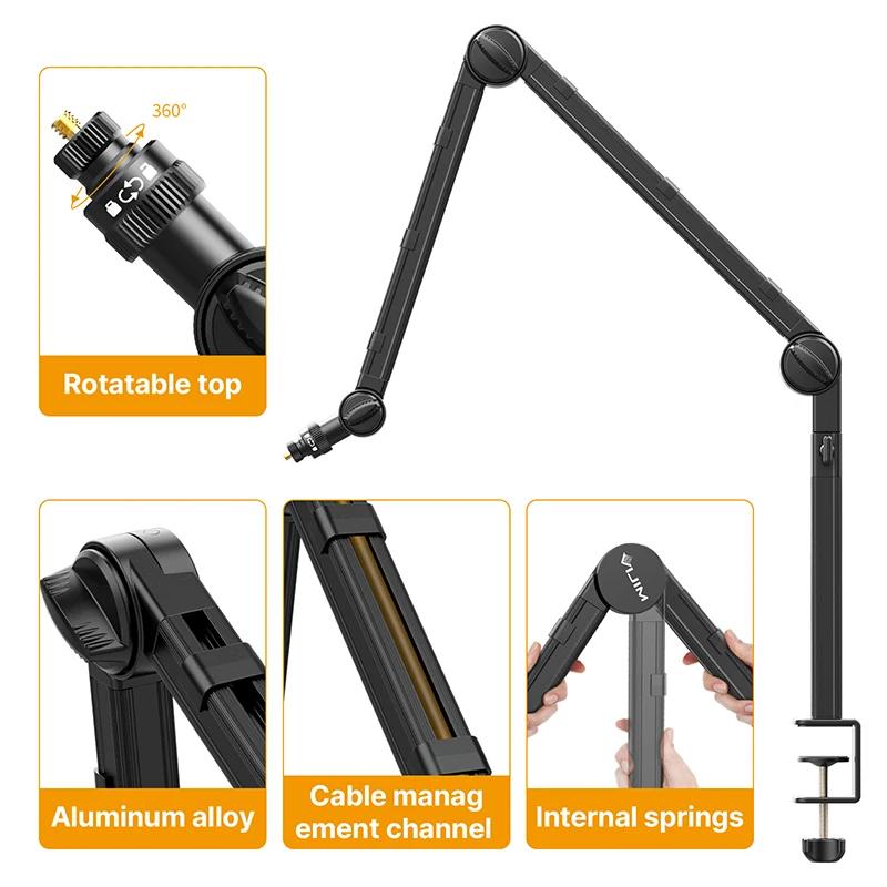 VIJIM LS24 support de bras de flèche de Microphone de bureau étendre 1/4 ''3/8'' 5/8 ''vis 90 °   Su