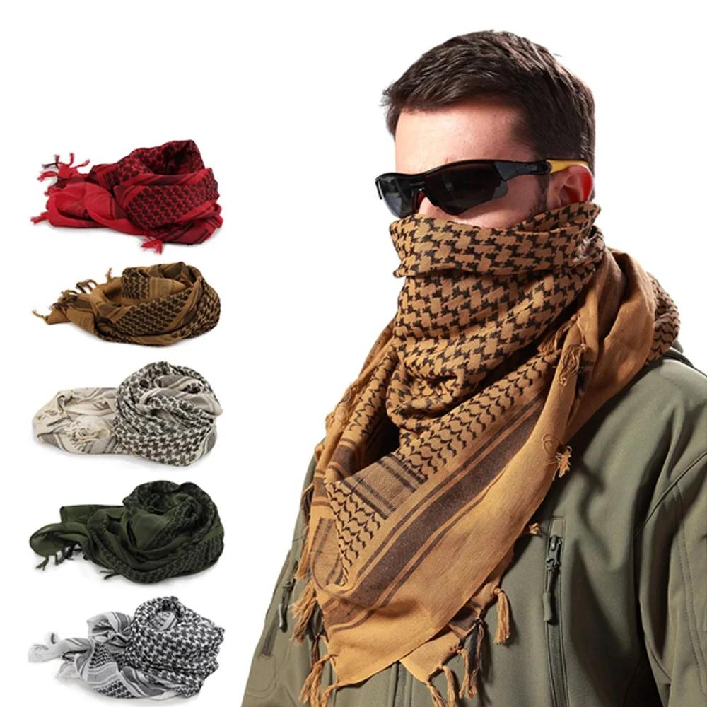 Écharpe Hijab à carreaux légère pour hommes et femmes, foulard arabe du désert, foulard tactique dou