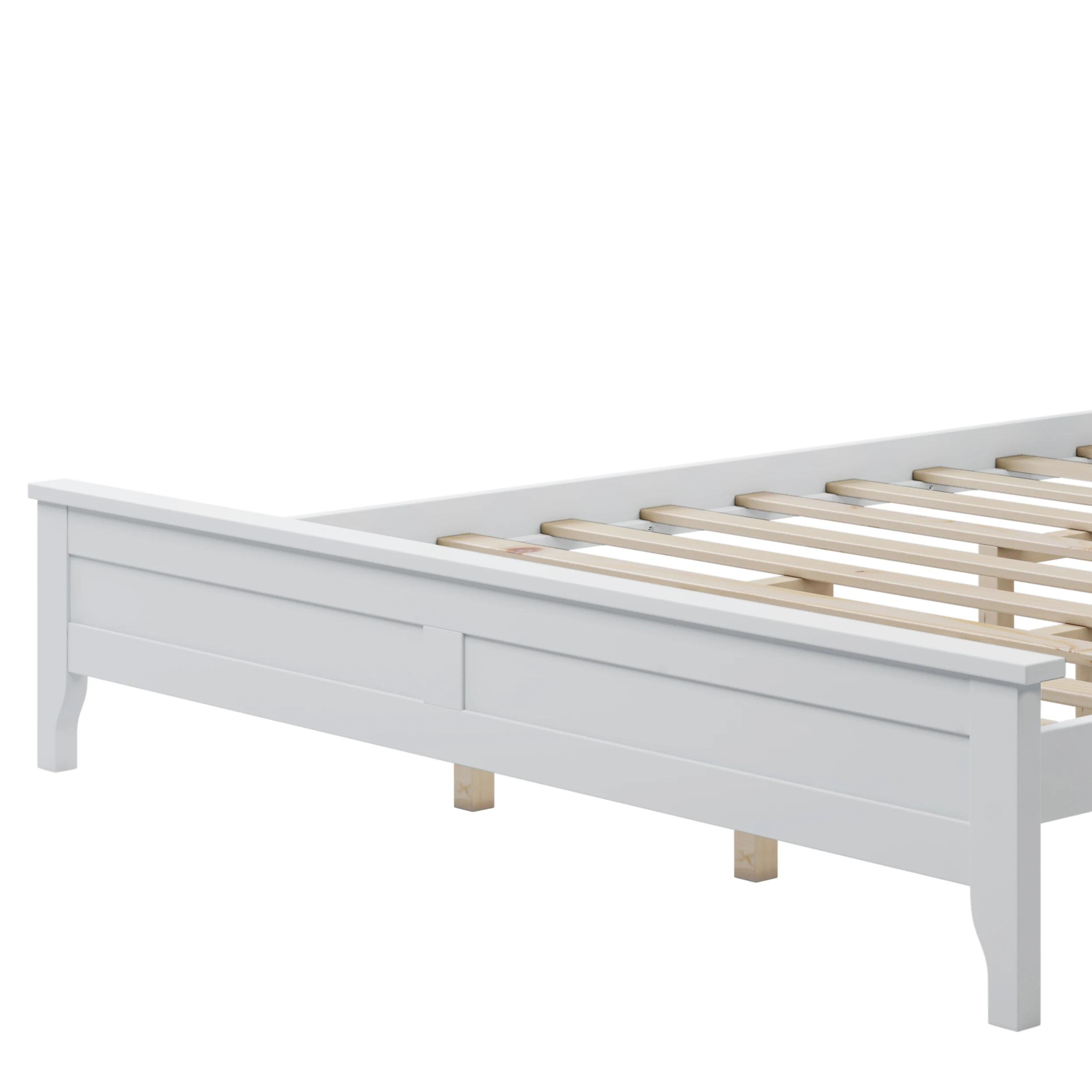 Lit à plateforme moderne en bois massif blanc, queen size